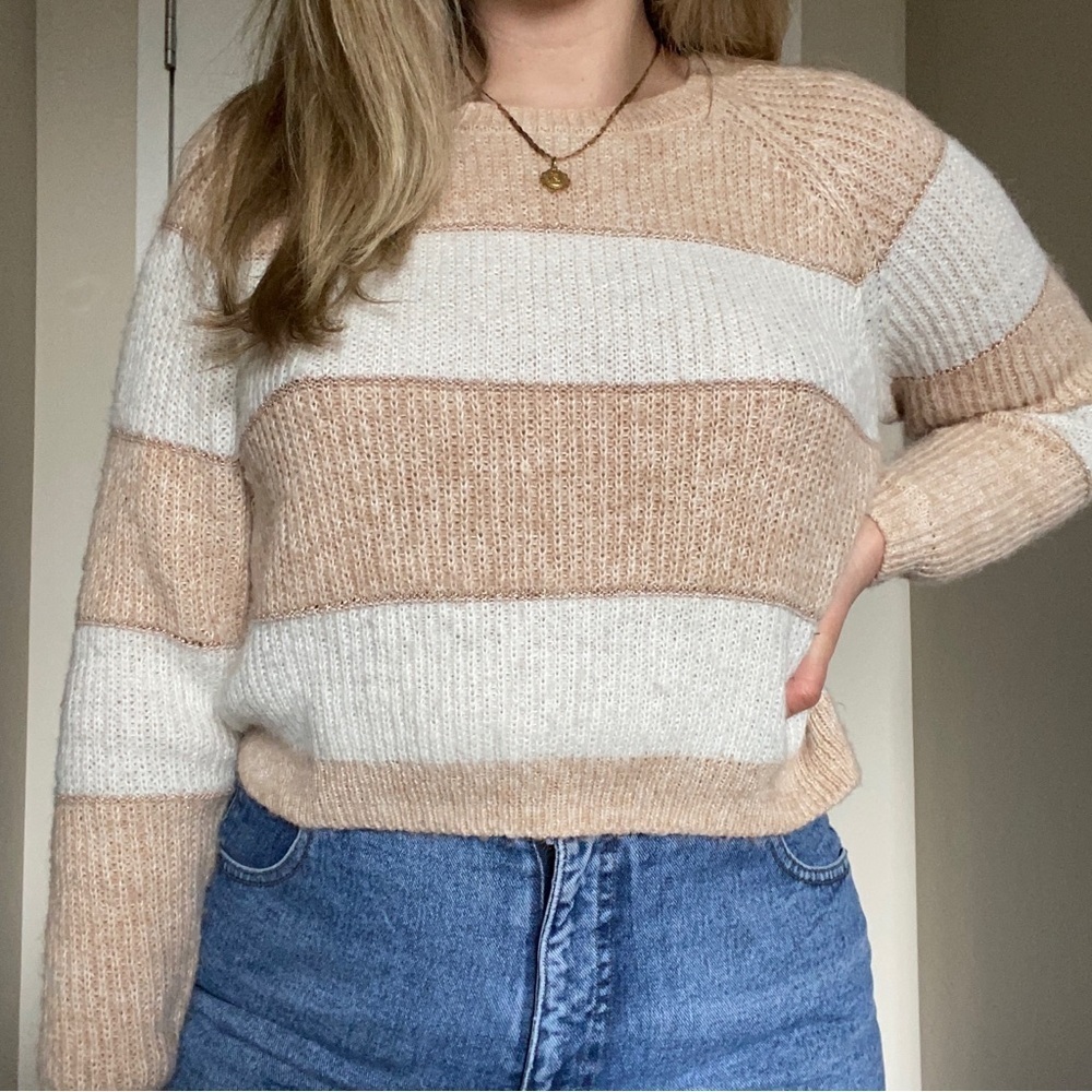 ONLY Malone Striped Crewneck Knit Sweater